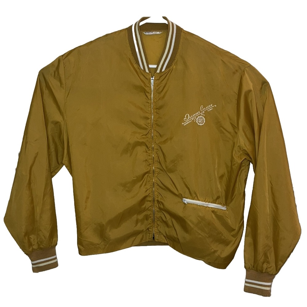 Vintage Illinois College 1960's Yellow/White Women's Large Champion Nylon Jacket